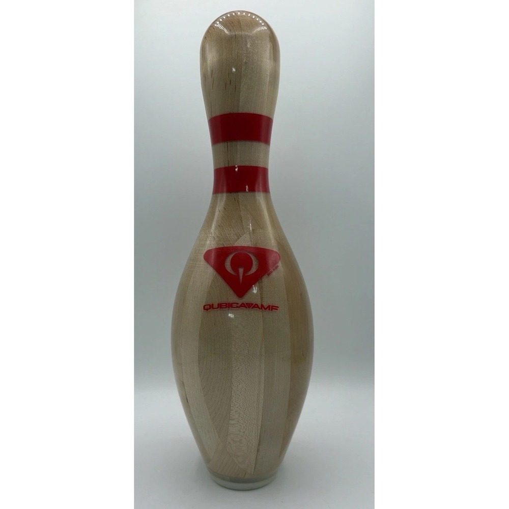 QubicaAMF Wooden Bowling Pin Clear Glossy Finish. 15" Wood Trophy. Incredible C